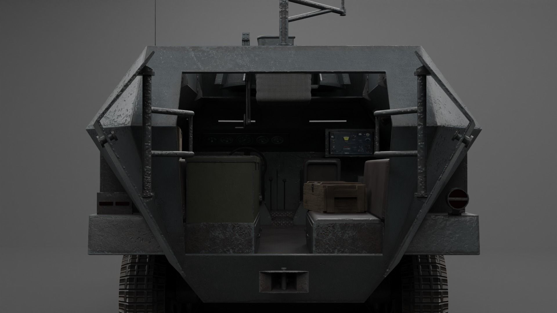 SdKfz 251-9 Stummel Infantry Support Vehicle Low-poly 3D model_7