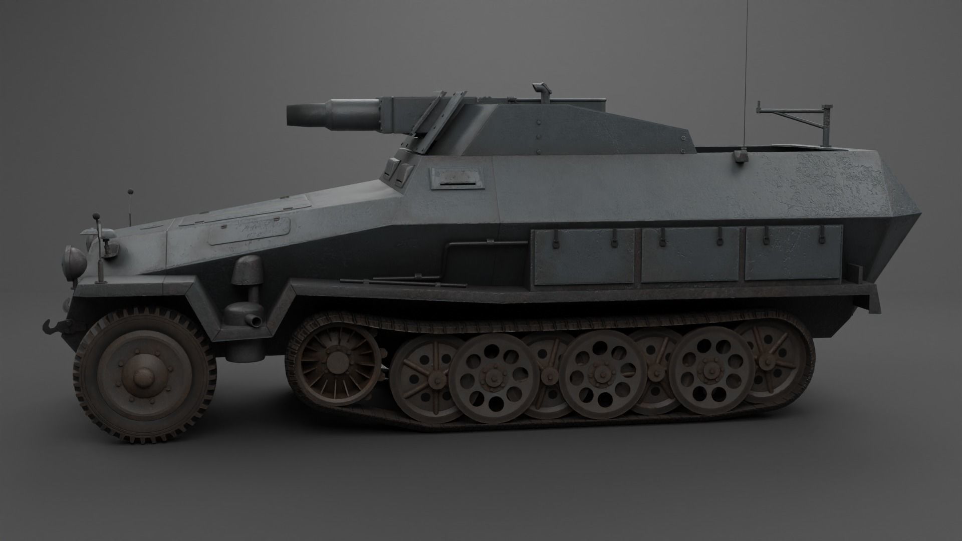 SdKfz 251-9 Stummel Infantry Support Vehicle Low-poly 3D model_23