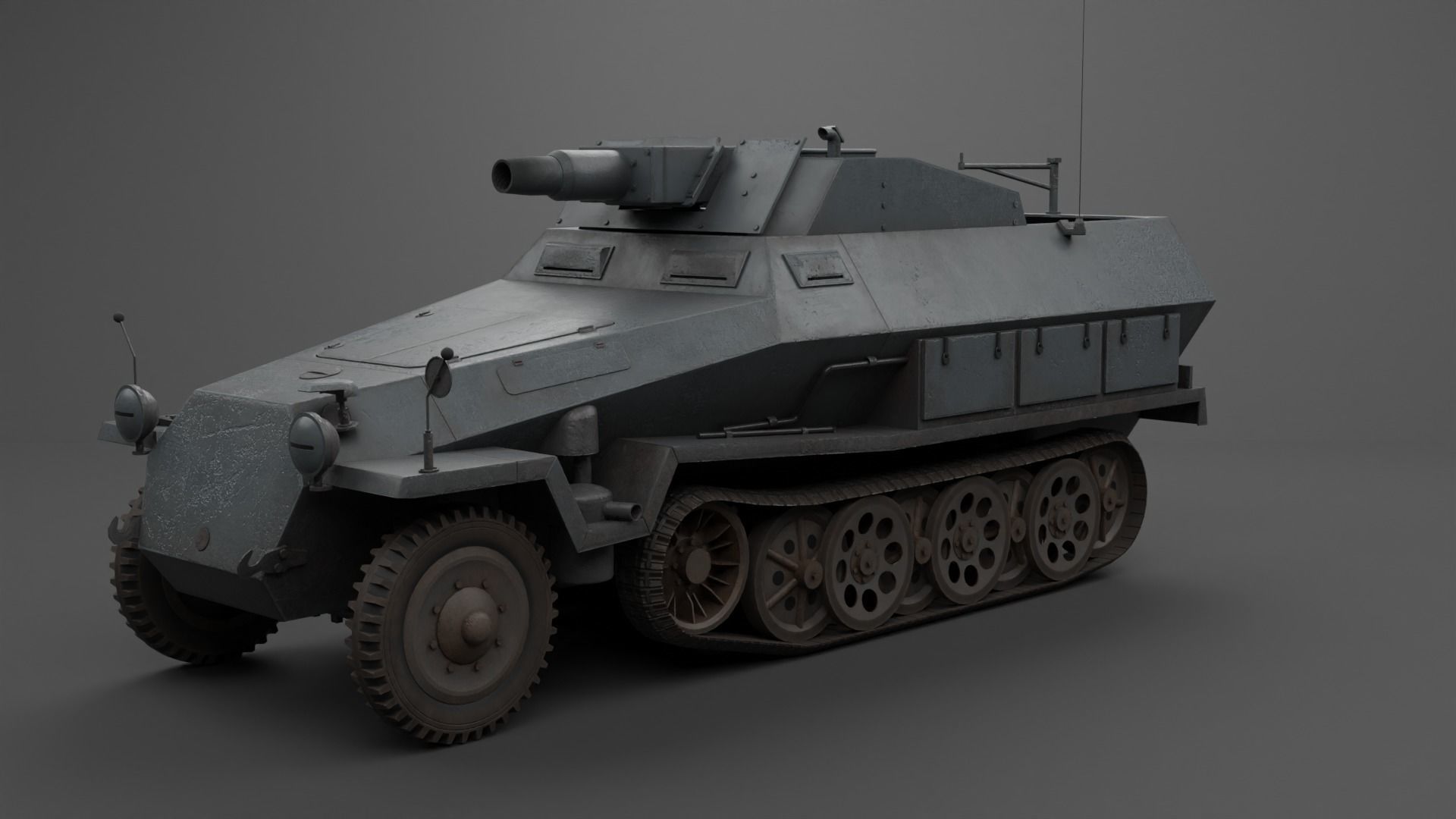 SdKfz 251-9 Stummel Infantry Support Vehicle Low-poly 3D model_24