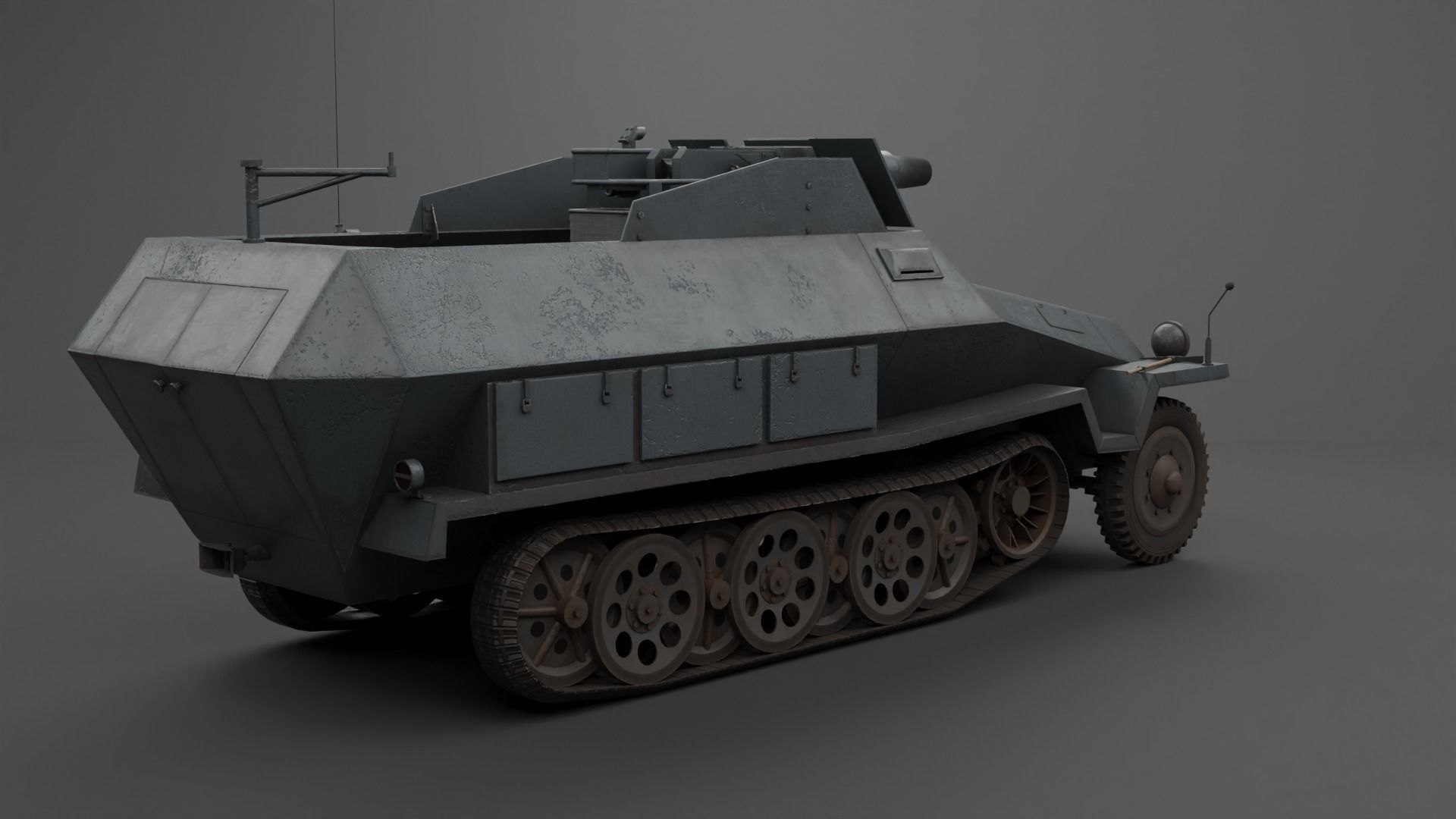 SdKfz 251-9 Stummel Infantry Support Vehicle Low-poly 3D model_19