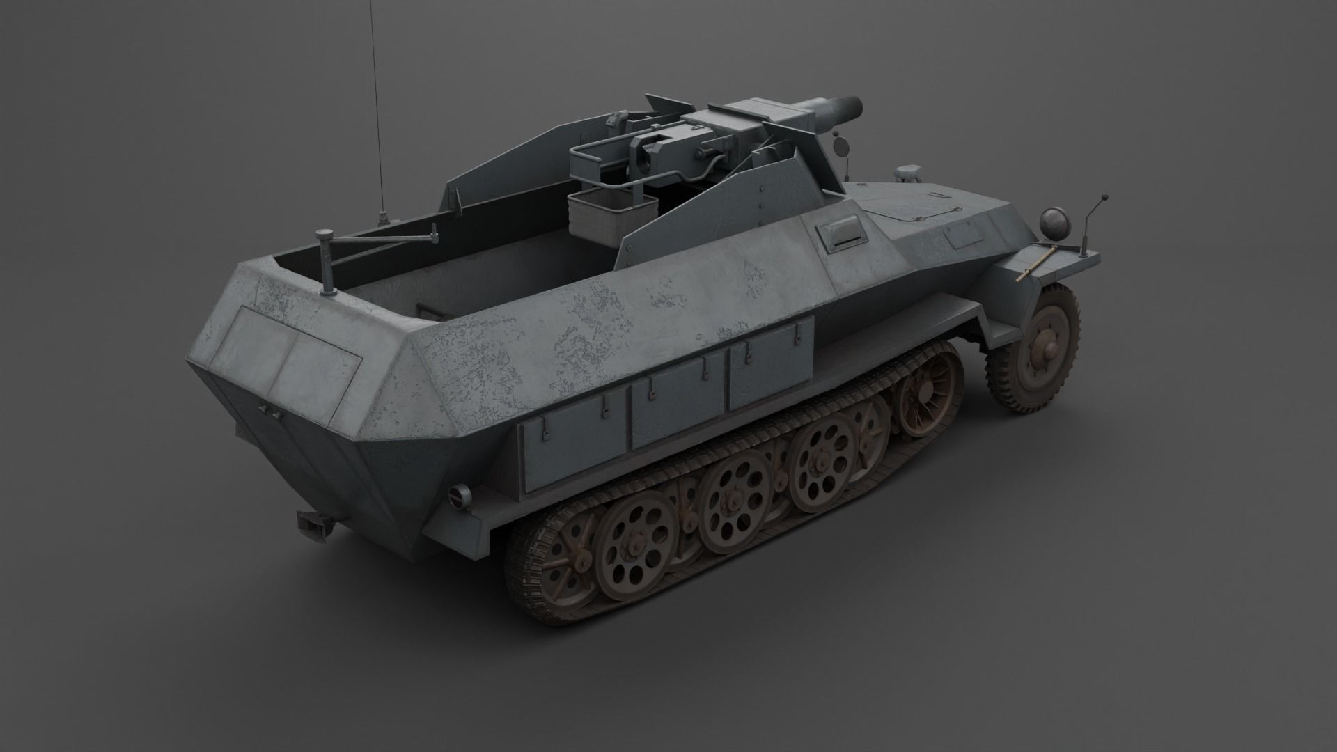 SdKfz 251-9 Stummel Infantry Support Vehicle Low-poly 3D model_4