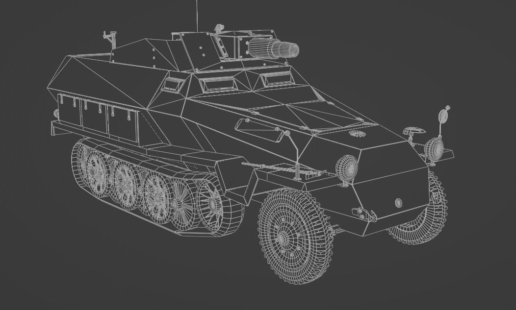 SdKfz 251-9 Stummel Infantry Support Vehicle Low-poly 3D model_12