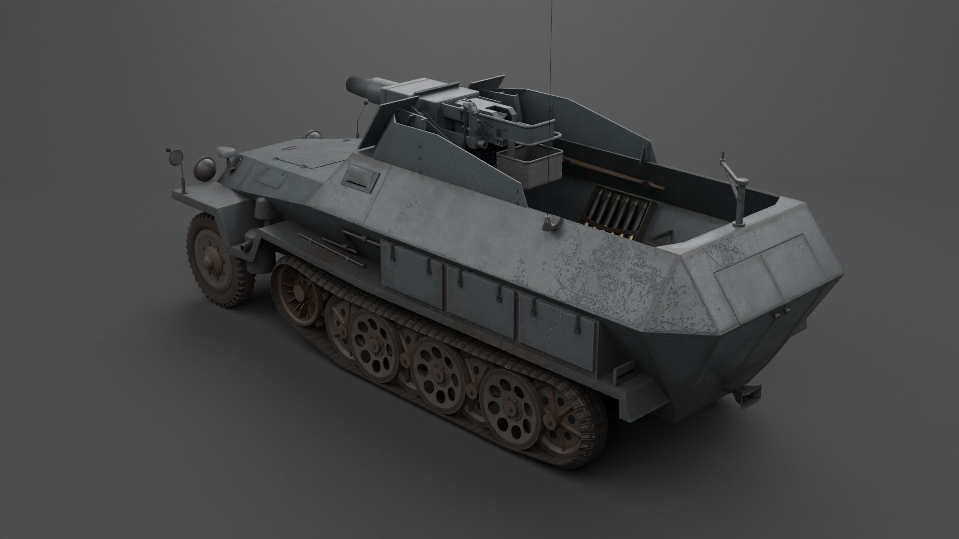 SdKfz 251-9 Stummel Infantry Support Vehicle Low-poly 3D model_5