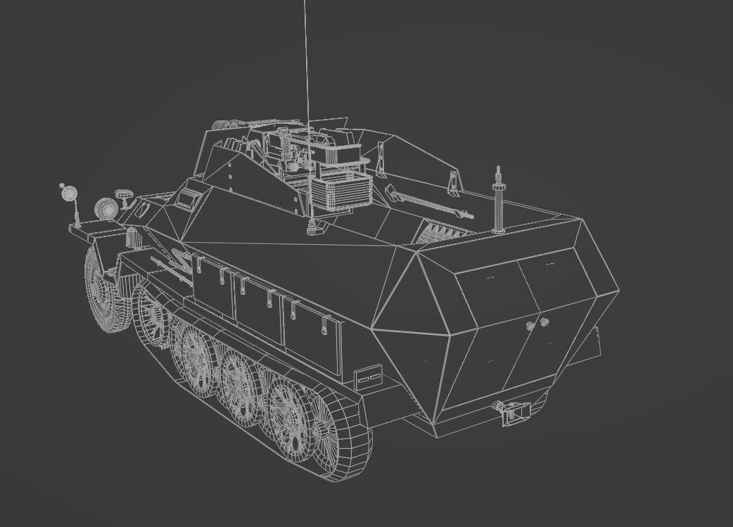SdKfz 251-9 Stummel Infantry Support Vehicle Low-poly 3D model_13