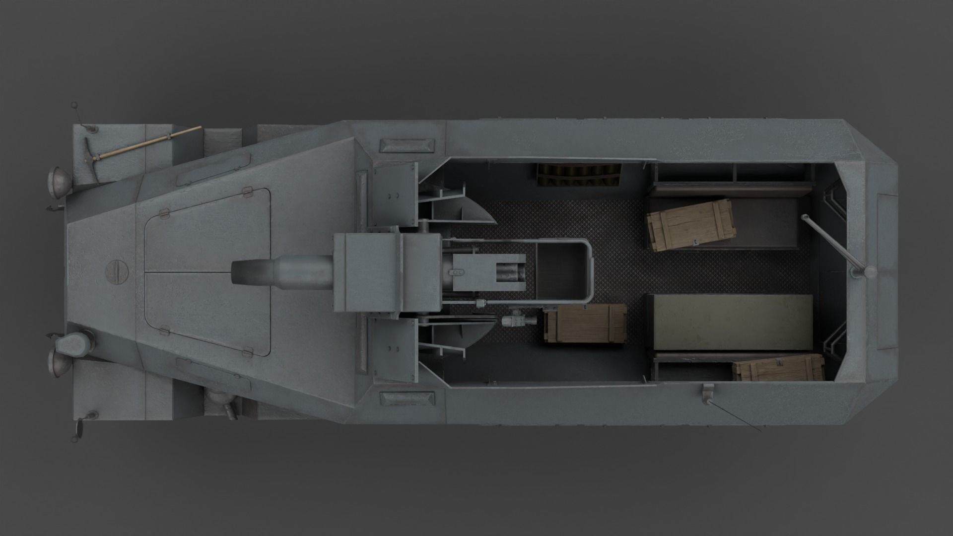 SdKfz 251-9 Stummel Infantry Support Vehicle Low-poly 3D model_10