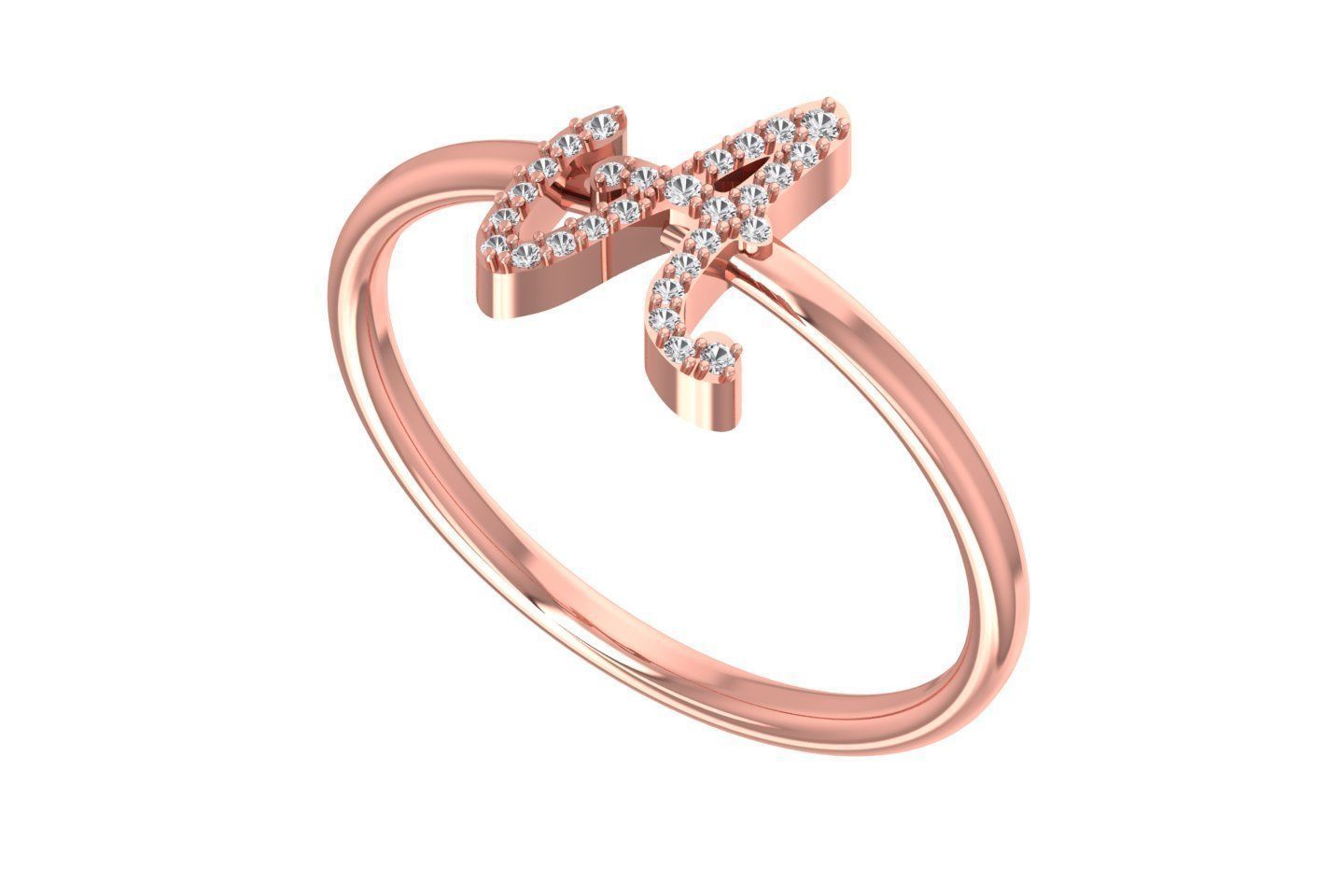 Initial A Alphabet Ring 3dm STL OBJ FBX Render Details 3D print model_1