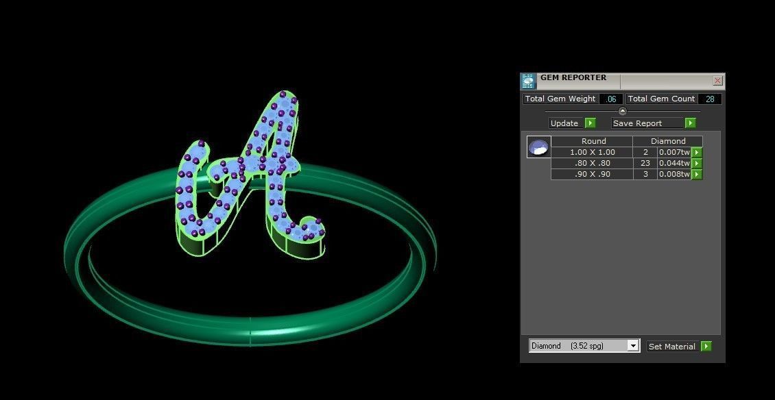 Initial A Alphabet Ring 3dm STL OBJ FBX Render Details 3D print model_3