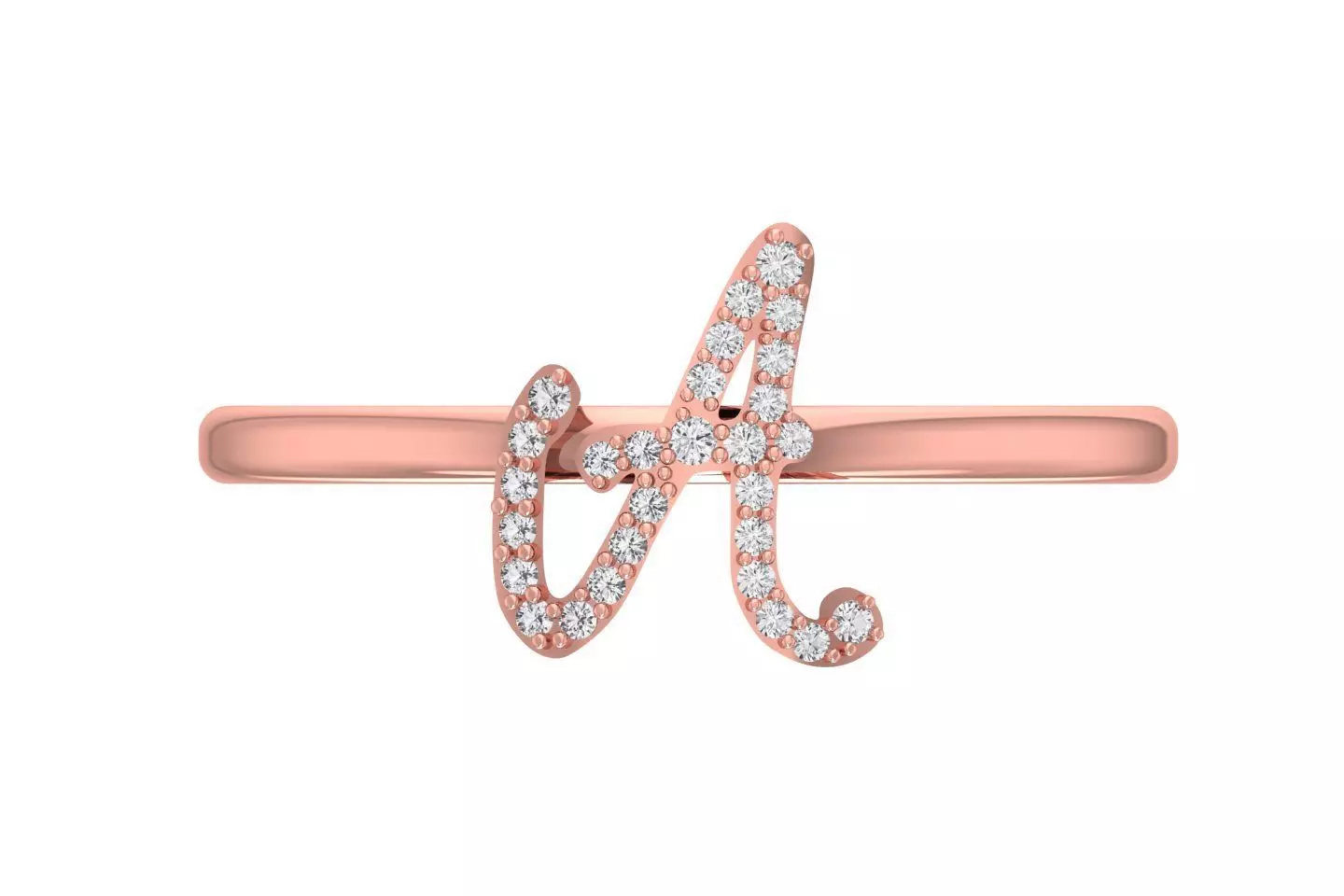 Initial A Alphabet Ring 3dm STL OBJ FBX Render Details 3D print model_0