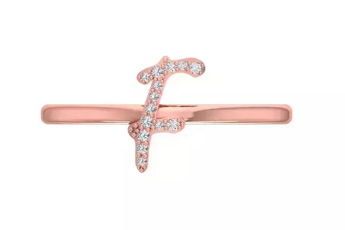 Initial F Alphabet Ring 3dm STL OBJ FBX Render Details 3D print model