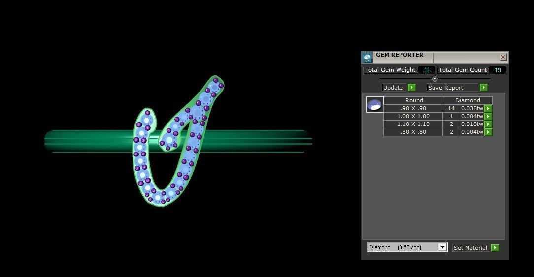 Initial I Alphabet Ring 3dm STL OBJ FBX Render Details 3D print model_3