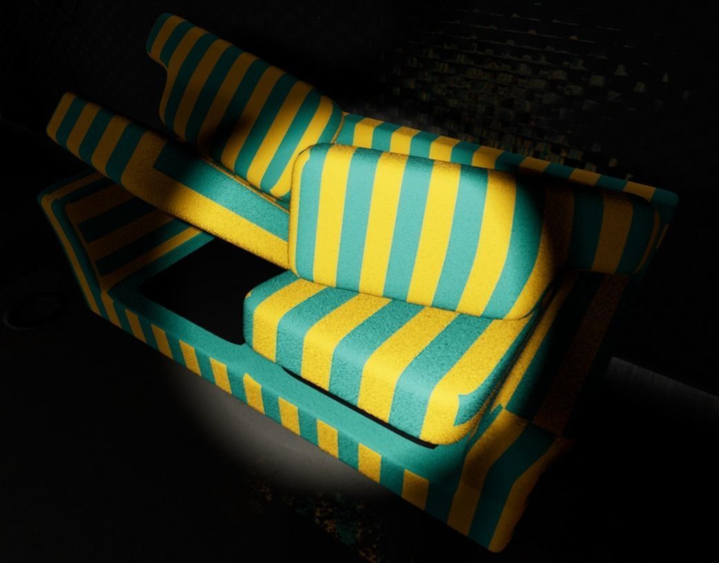 Sofa - multiple colour textures - make your own colour Low-poly 3D model_4