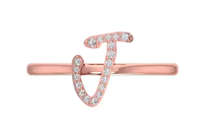 Initial J Alphabet Ring 3dm STL OBJ FBX Render Details 3D print model