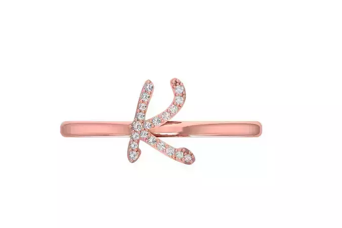 Initial K Alphabet Ring 3dm STL OBJ FBX Render Details 3D print model