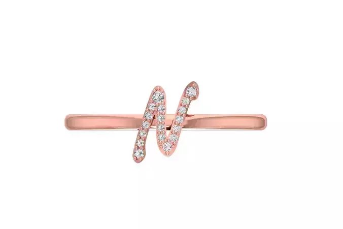 Initial N Alphabet Ring 3dm STL OBJ FBX Render Details 3D print model