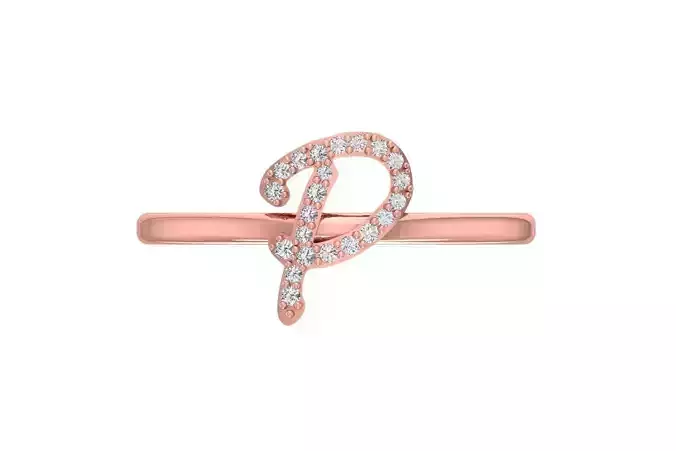 Initial P Alphabet Ring 3dm STL OBJ FBX Render Details 3D print model