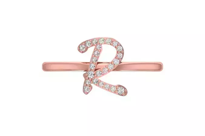 Initial R Alphabet Ring 3dm STL OBJ FBX Render Details 3D print model