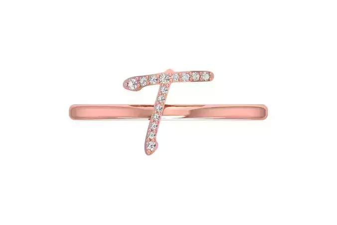 Initial T Alphabet Ring 3dm STL OBJ FBX Render Details 3D print model