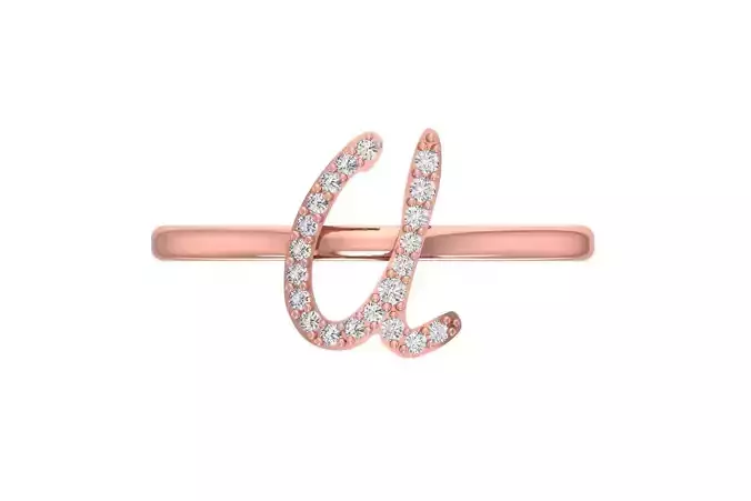 Initial U Alphabet Ring 3dm STL OBJ FBX Render Details