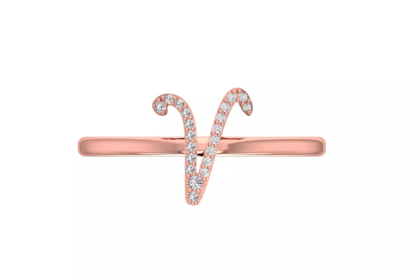 Initial V Alphabet Ring 3dm STL OBJ FBX Render Details 3D print model_0