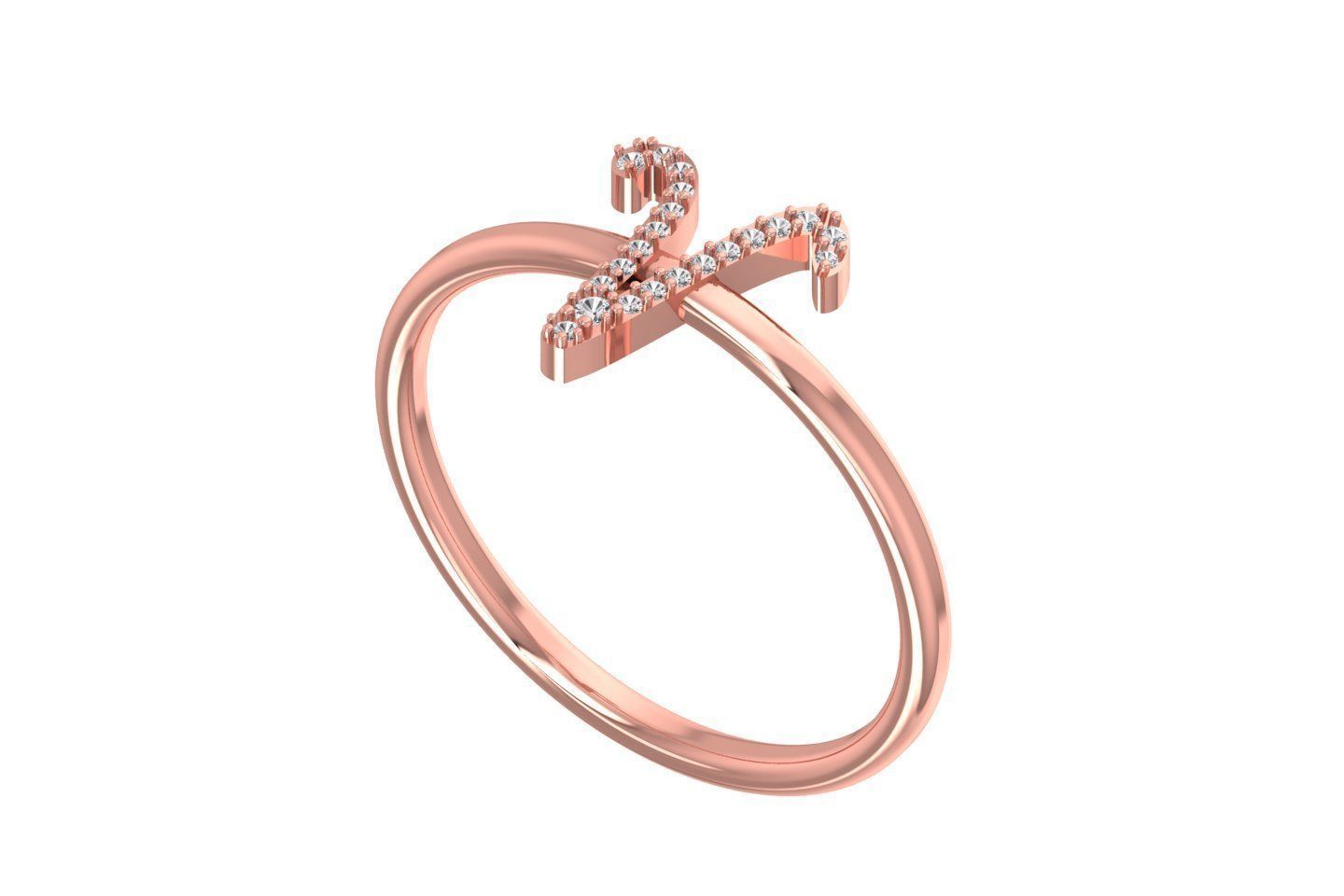 Initial V Alphabet Ring 3dm STL OBJ FBX Render Details 3D print model_1