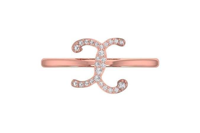 Initial X Alphabet Ring 3dm STL OBJ FBX Render Details 3D print model