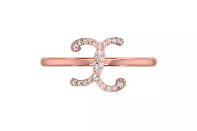 Initial X Alphabet Ring 3dm STL OBJ FBX Render Details