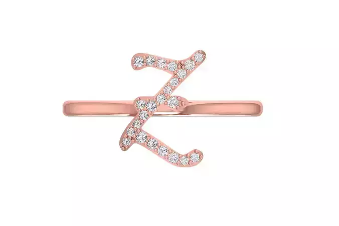 Initial Z Alphabet Ring 3dm STL OBJ FBX Render Details