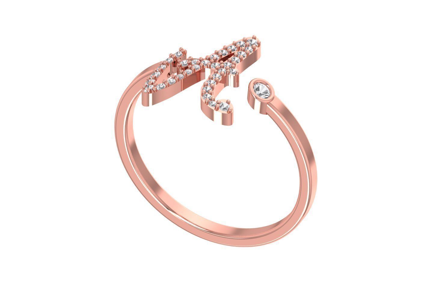 A Alphabet Open End Ring 3dm STL OBJ FBX Render Details 3D print model_1