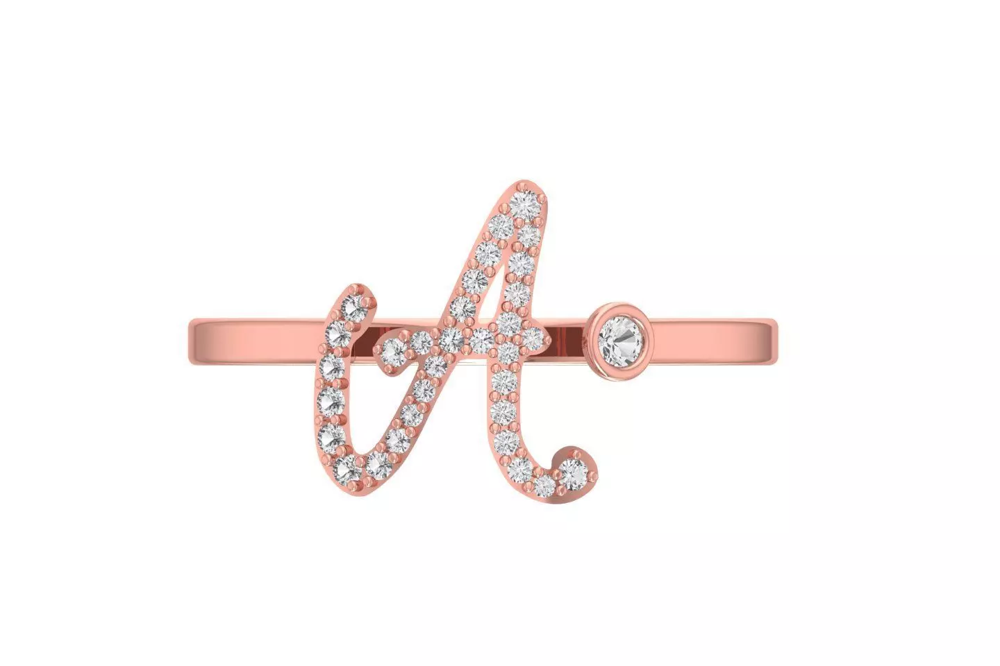 A Alphabet Open End Ring 3dm STL OBJ FBX Render Details 3D print model_0