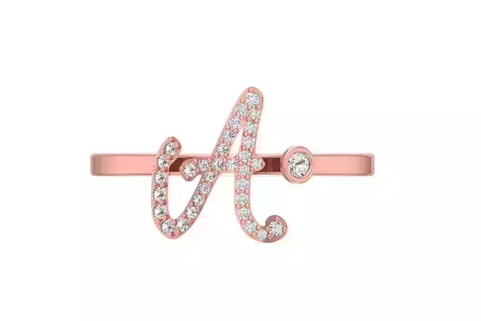 A Alphabet Open End Ring 3dm STL OBJ FBX Render Details