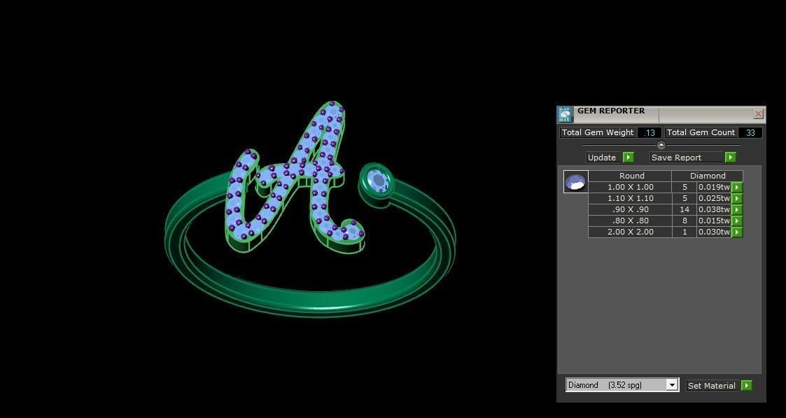 A Alphabet Open End Ring 3dm STL OBJ FBX Render Details 3D print model_3