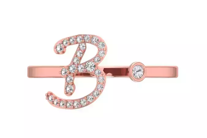 B Alphabet Open End Ring 3dm STL OBJ FBX Render Details