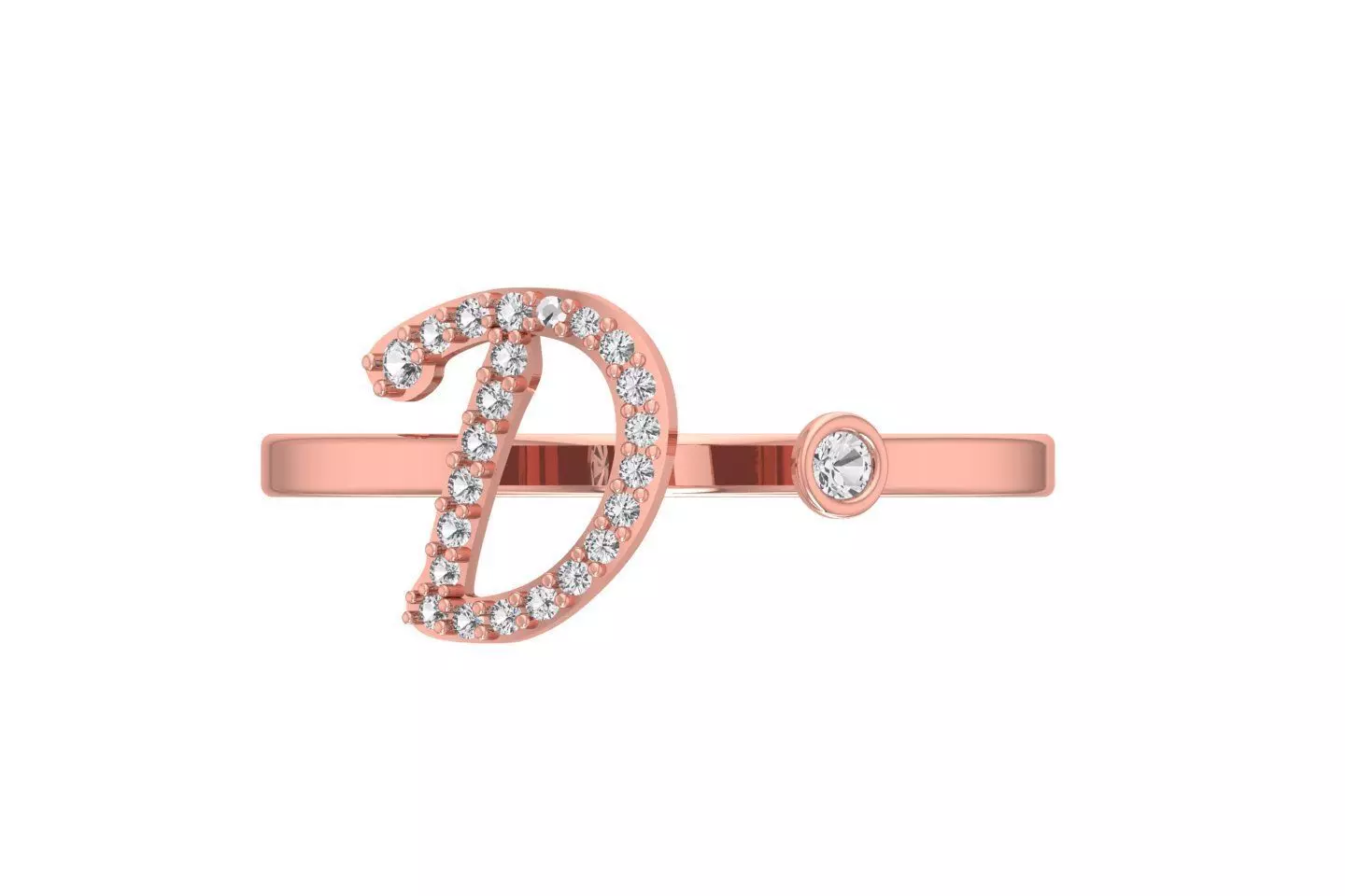 D Alphabet Open End Ring 3dm STL OBJ FBX Render Details 3D print model_0