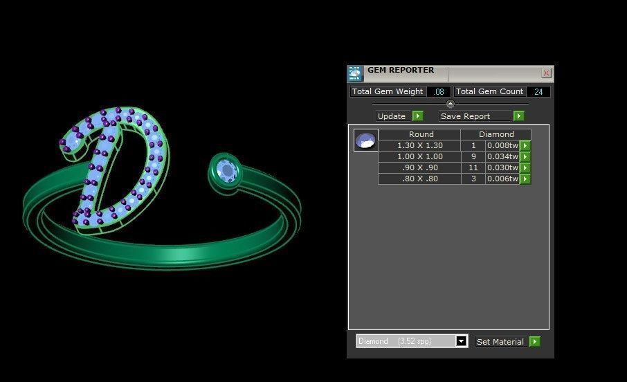 D Alphabet Open End Ring 3dm STL OBJ FBX Render Details 3D print model_3