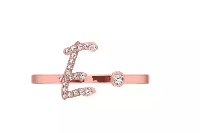 E Alphabet Open End Ring 3dm STL OBJ FBX Render Details