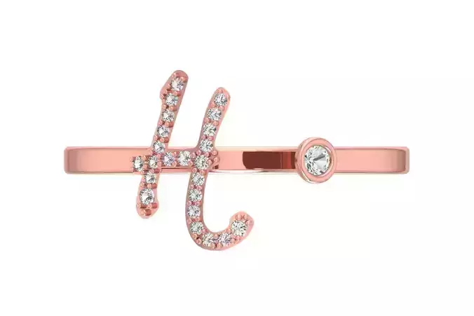 H Alphabet Open End Ring 3dm STL OBJ FBX Render Details