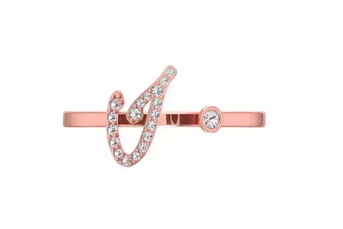 I Alphabet Open End Ring 3dm STL OBJ FBX Render Details