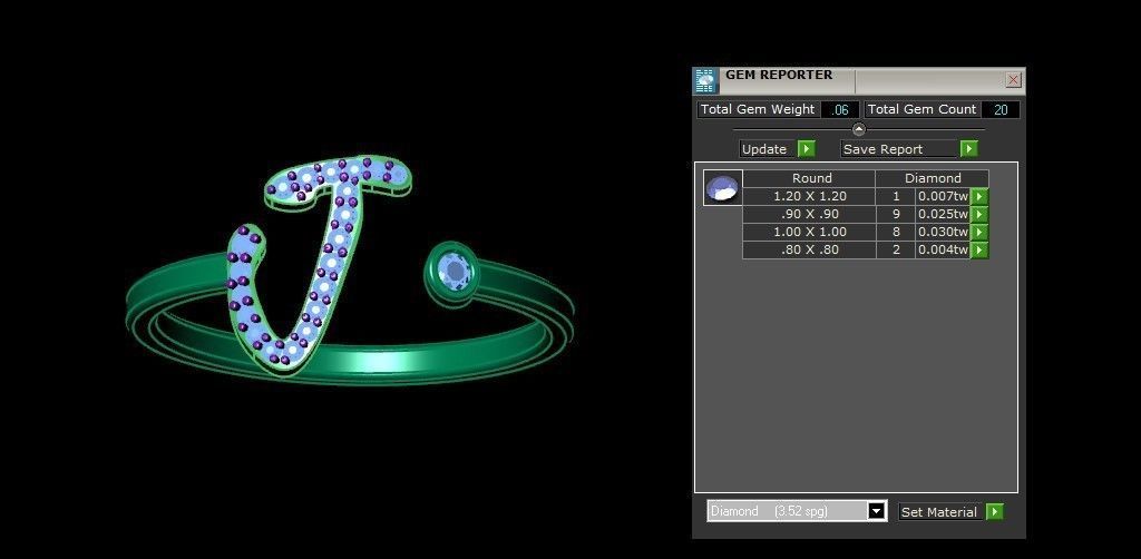 J Alphabet Open End Ring 3dm STL OBJ FBX Render Details 3D print model_3