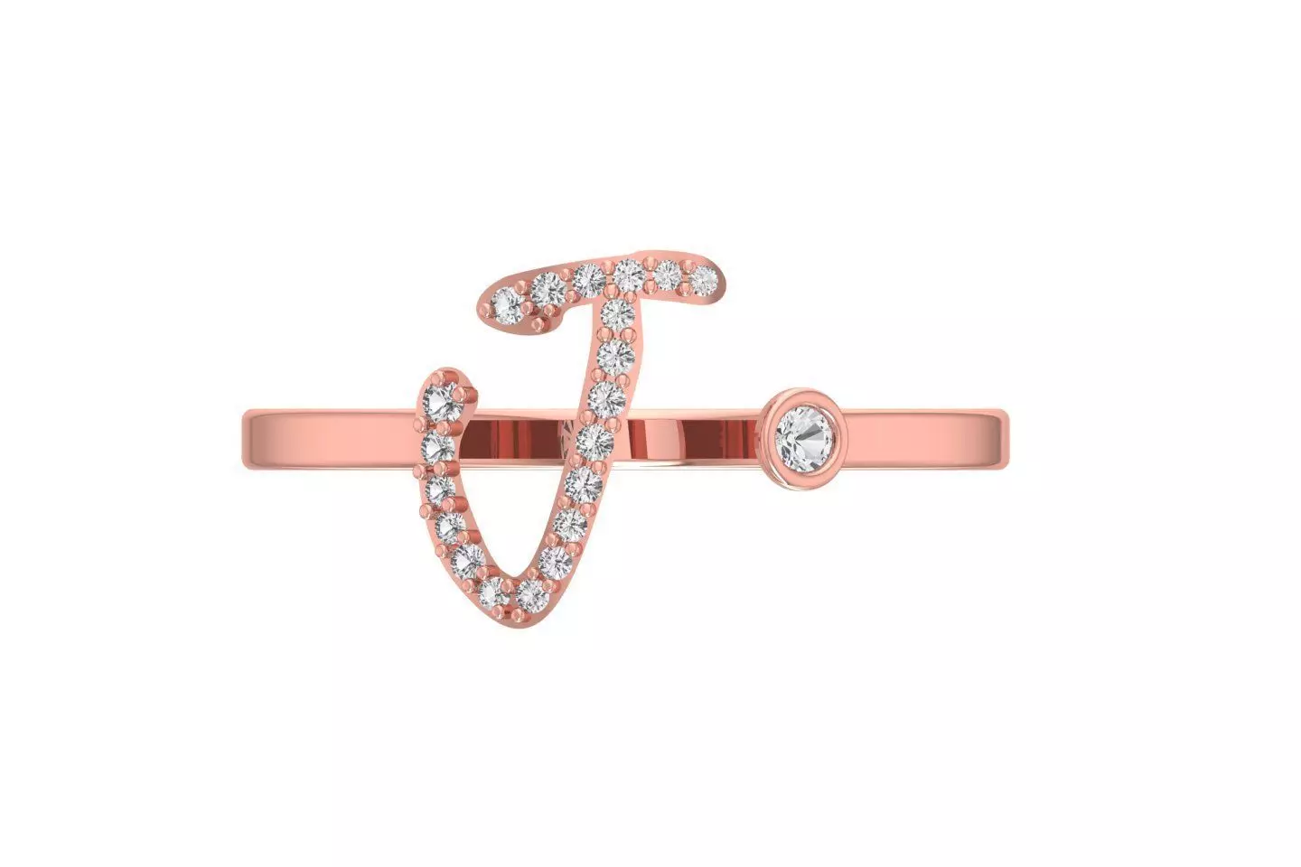 J Alphabet Open End Ring 3dm STL OBJ FBX Render Details 3D print model_0