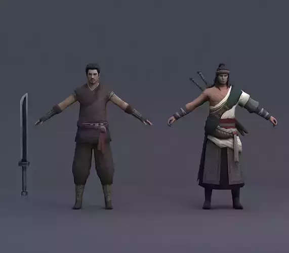 Ancient Asians people warrior swordsman