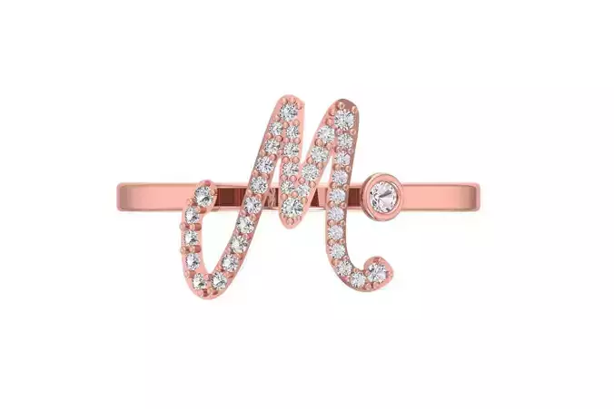 M Alphabet Open End Ring 3dm STL OBJ FBX Render Details