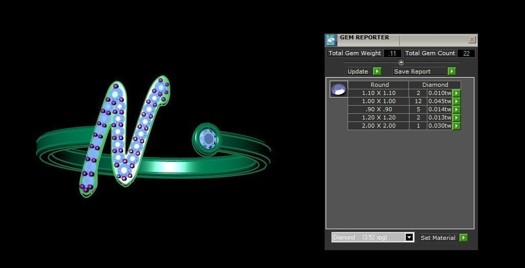 N Alphabet Open End Ring 3dm STL OBJ FBX Render Details 3D print model_3
