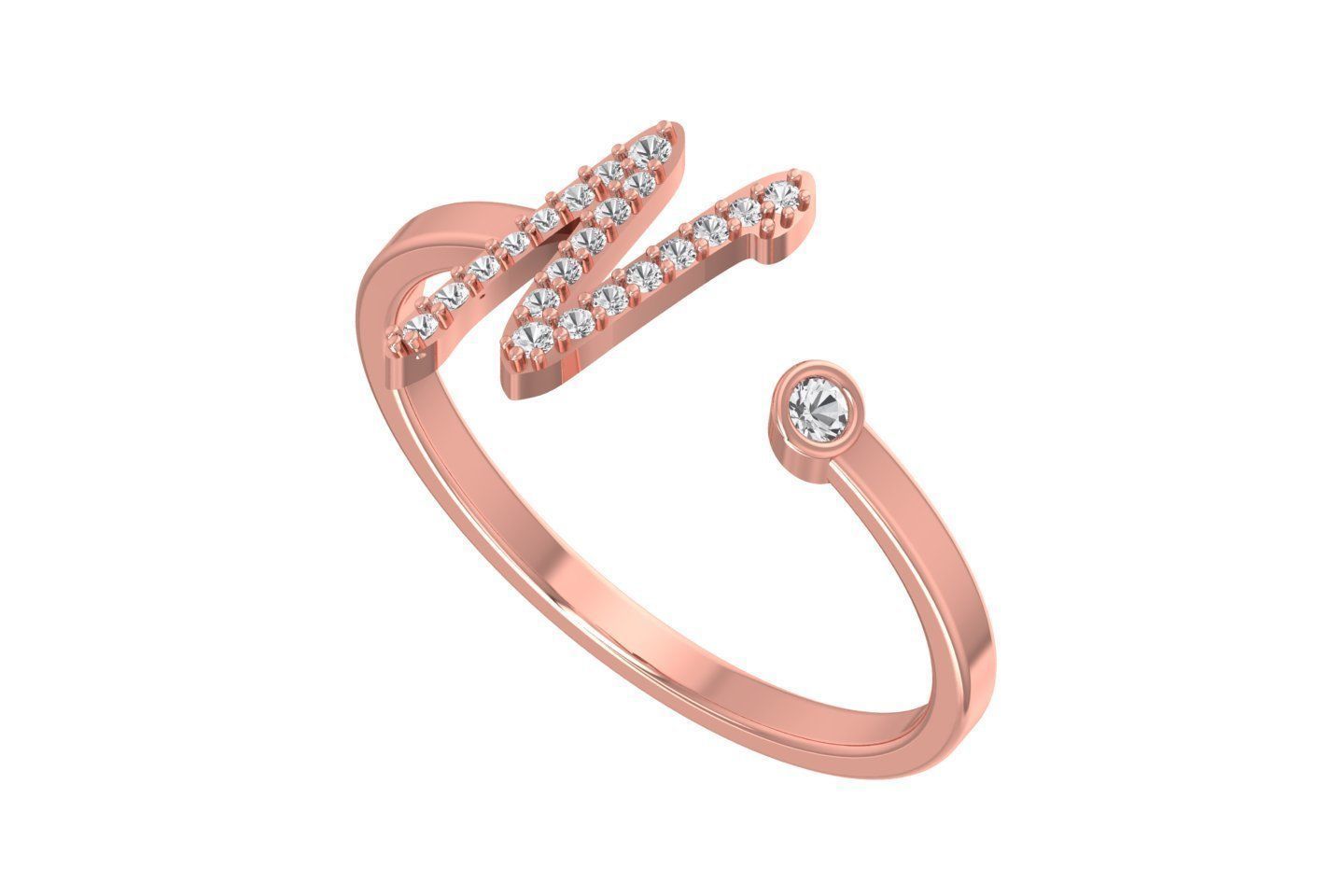 N Alphabet Open End Ring 3dm STL OBJ FBX Render Details 3D print model_1