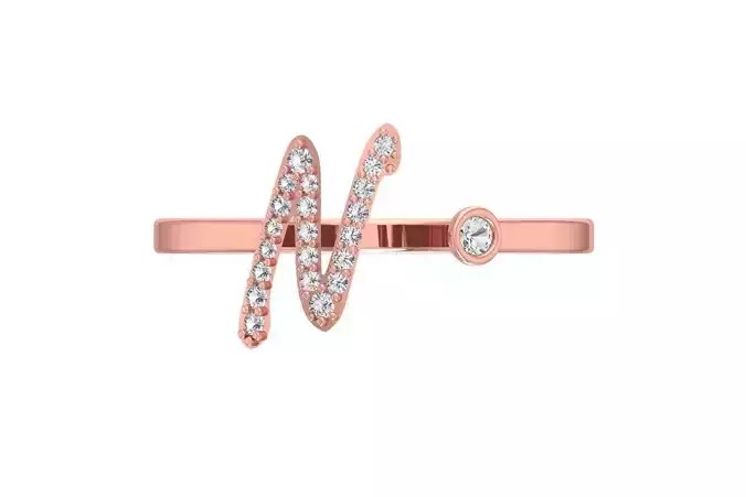 N Alphabet Open End Ring 3dm STL OBJ FBX Render Details