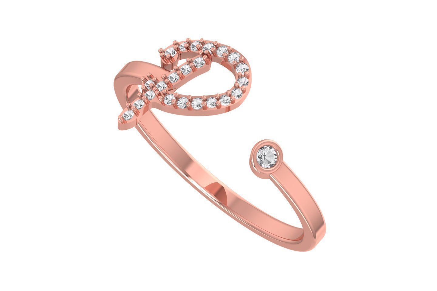 P Alphabet Open End Ring 3dm STL OBJ FBX Render Details 3D print model_1