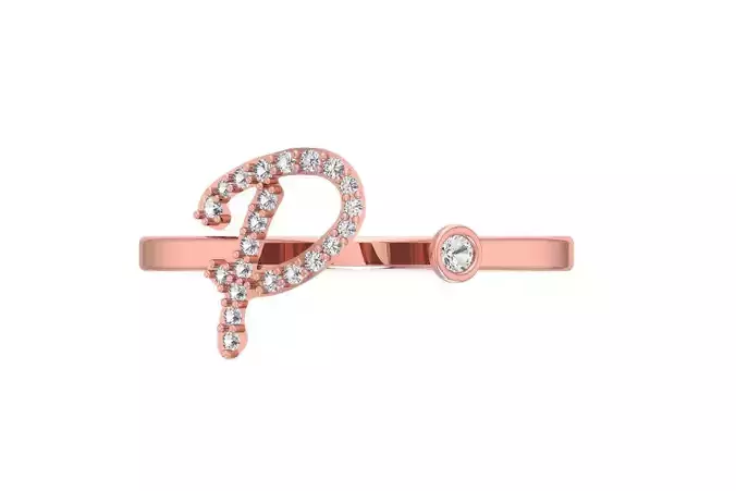 P Alphabet Open End Ring 3dm STL OBJ FBX Render Details