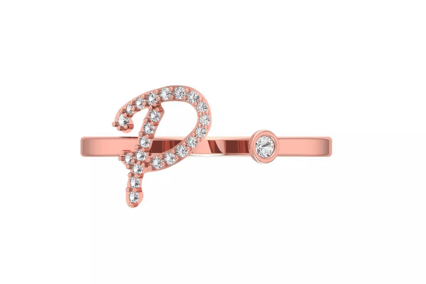 P Alphabet Open End Ring 3dm STL OBJ FBX Render Details 3D print model_0