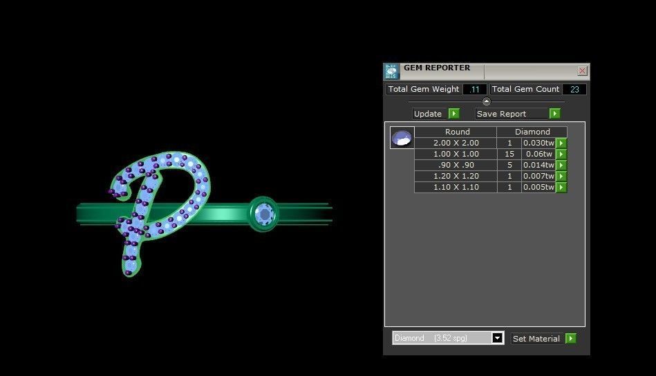 P Alphabet Open End Ring 3dm STL OBJ FBX Render Details 3D print model_3