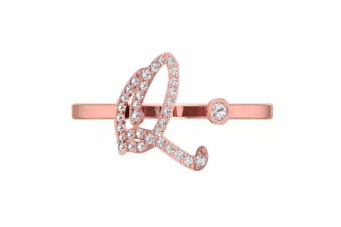 Q Alphabet Open End Ring 3dm STL OBJ FBX Render Details