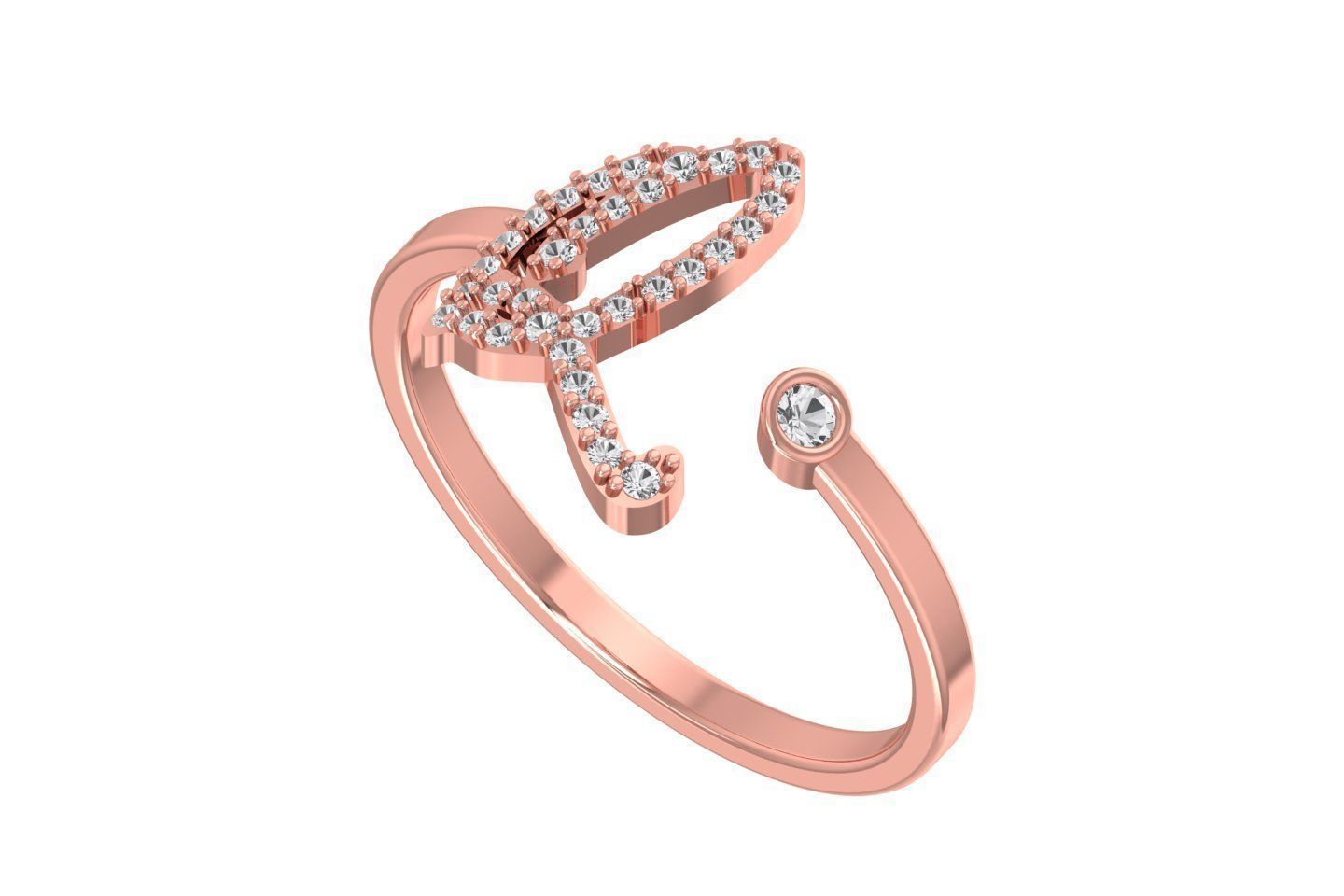 Q Alphabet Open End Ring 3dm STL OBJ FBX Render Details 3D print model_1